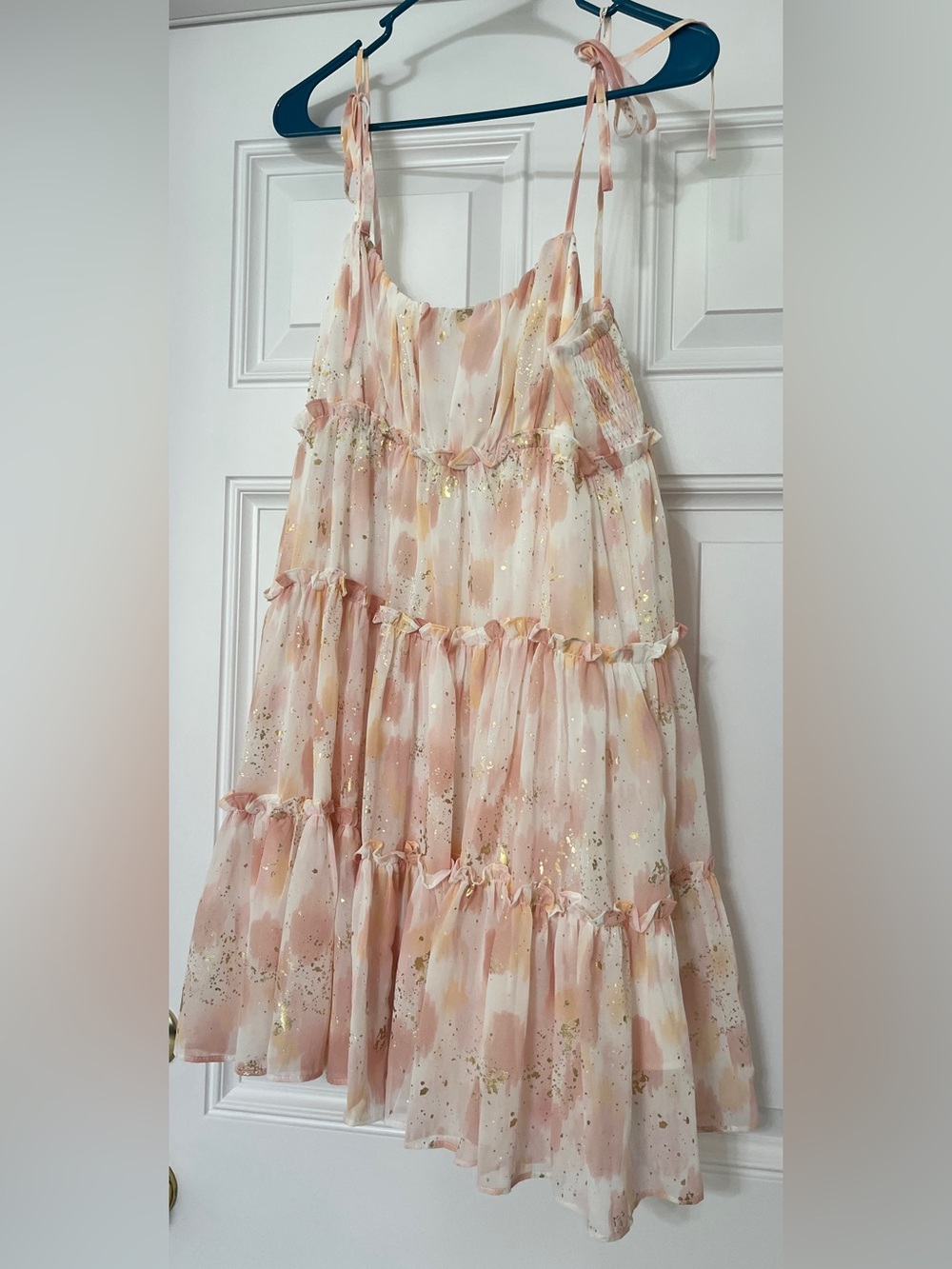 Pink orange gold & white dress Buddy Love large - Picture 4 of 7